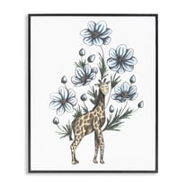 Giraffe with Flower Blossoms Black Framed Giclee Art, design by Cecilia Battaini