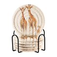 thumbnail image 1 of Giraffes 6 Pcs Drink Coasters with Holder Absorbent Coasters Woven Coasters for Drinks Table Desk Protection Home Decor, 1 of 7