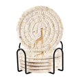 thumbnail image 1 of Giraffes 6 Pcs Drink Coasters with Holder Absorbent Coasters Woven Coasters for Drinks Table Desk Protection Home Decor, 1 of 7