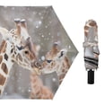 thumbnail image 1 of Giraffes Family in Winter Compact Sun Umbrella Windproof Travel Umbrellas for Rain Strong Portable UV Protection, 1 of 8