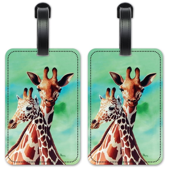 Giraffes - Luggage ID Tags / Suitcase Identification Cards - Set of 2