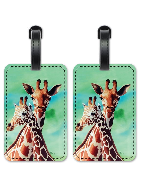 Giraffes - Luggage ID Tags / Suitcase Identification Cards - Set of 2