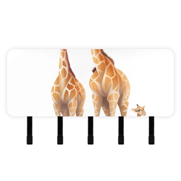 Giraffes Mail Holder Organizer Wall Mount with Shelf Key Holder Key Rack with 5 Key Hooks for Wall Decorative