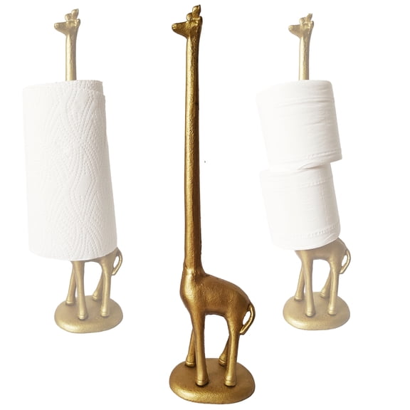 Giraffes Paper Towel Holder Cast Iron Paper Towel Holder Funny Toilet Paper Holder for The Floor or Counter in The Kitchen or Bathroom Bronze Rustic