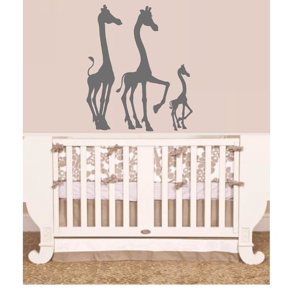 Giraffes Three Wall Decal ~ Children or Other 25" x 30" (Gray)