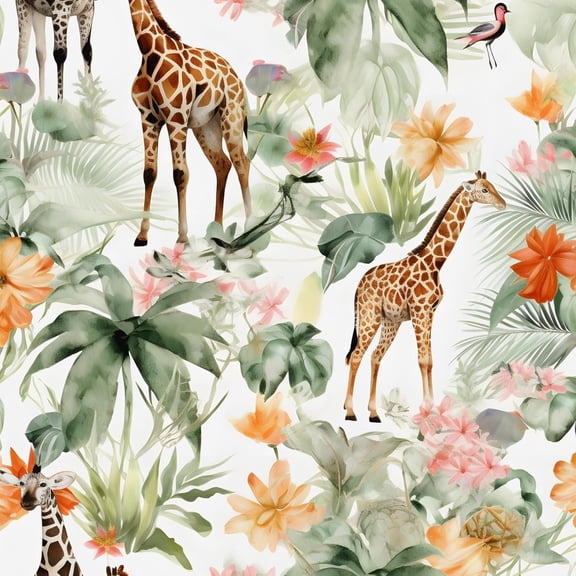Giraffes Wallpaper Peel and Stick Vintage Leaf Contact Paper White Floral Boho Wallpaper Waterproof Self-Adhesive Wall Covering for Bedroom Countertop Desk Cabinets Decor 17.4" x 118"