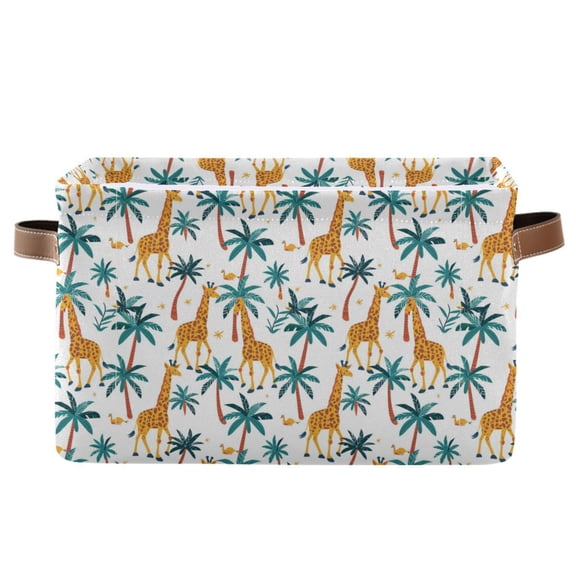 Giraffes and Tree Storage Bins with Handle Fabric Organizer Basket Foldable Box 1 Pack 14.2x10.2x8.3