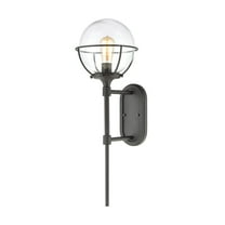Girard 1-Light Sconce in Charcoal with Clear Glass