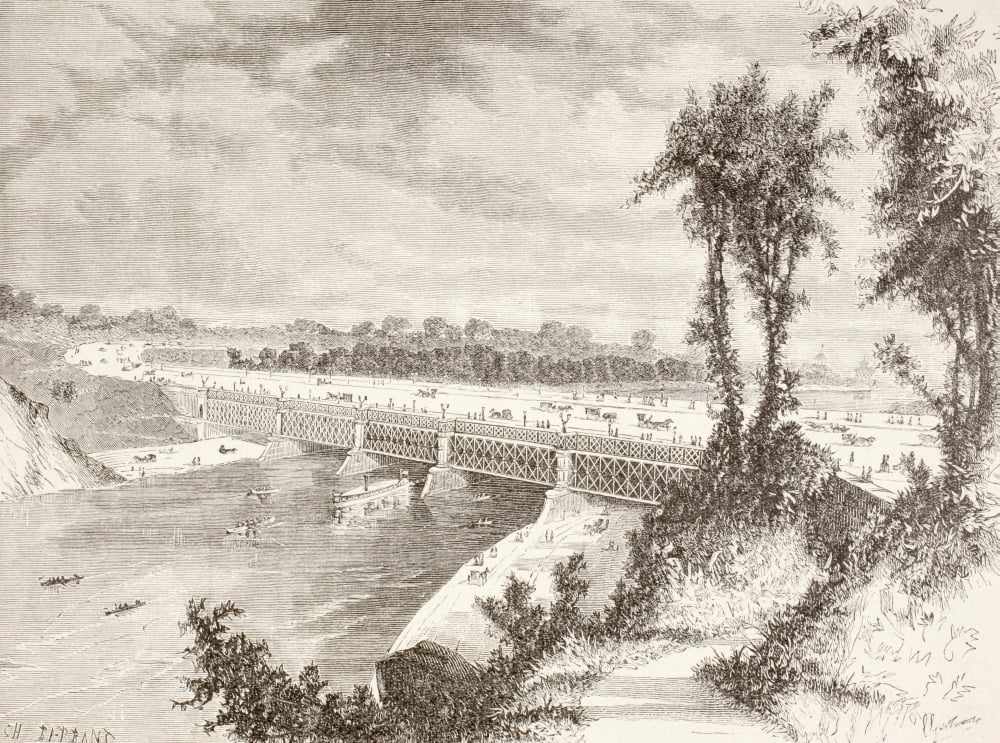 The Girard Point Bridge Crossing The Schuylkill River In Philadelphia Pennsylvania In The 1880s From A 19Th Century Illustration Canvas Art - Ken Welsh Design Pics (17 x 12)