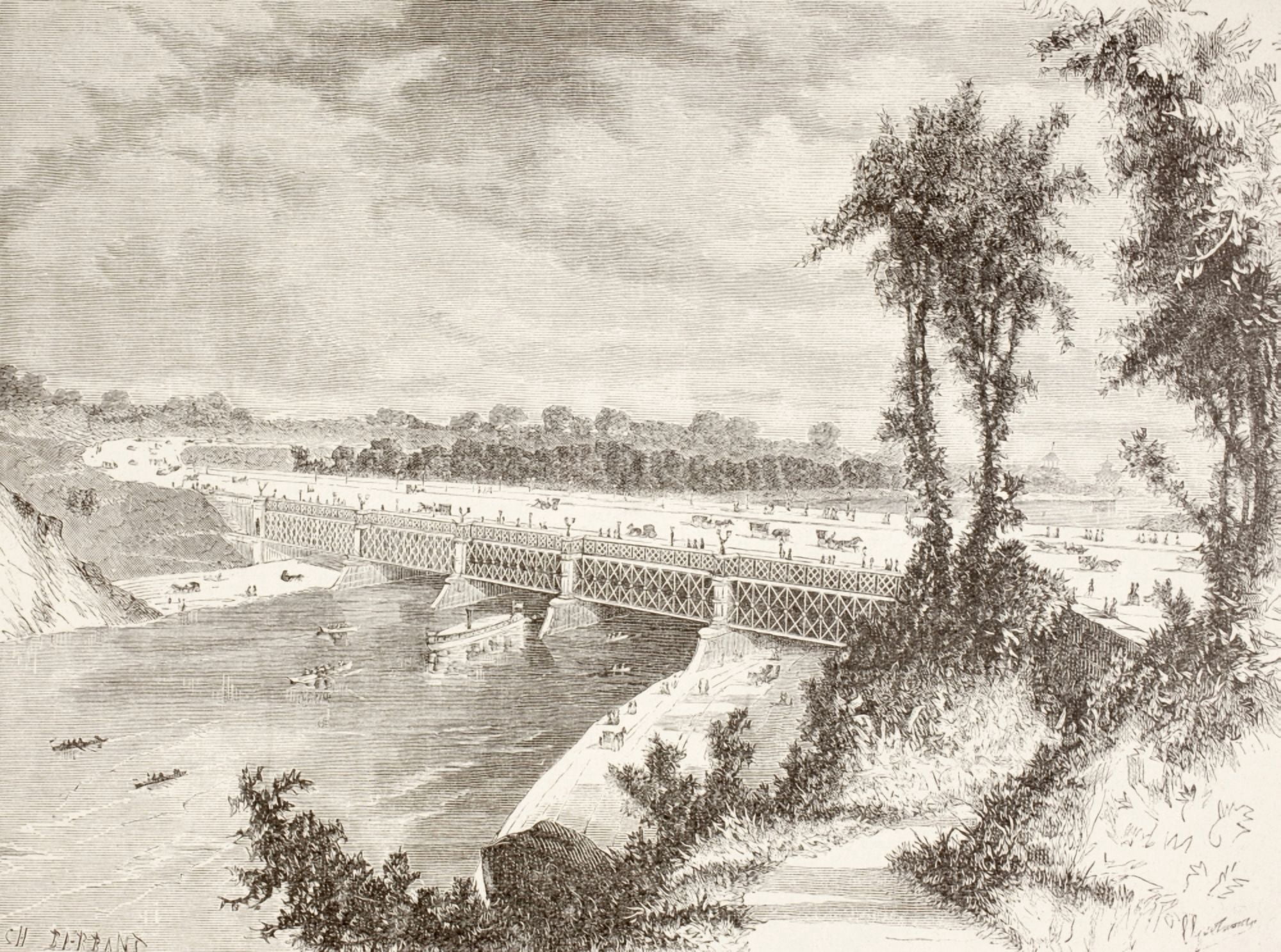 The Girard Point Bridge Crossing The Schuylkill River In Philadelphia Pennsylvania In The 1880s From A 19Th Century Illustration Canvas Art - Ken Welsh Design Pics (34 x 24)