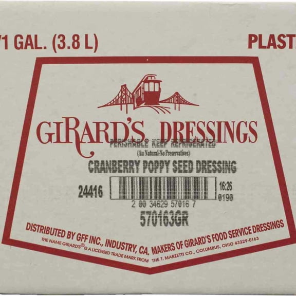 Girards Cranberry Poppyseed Dressing, 1 Gallon - 2 per case.
