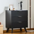 thumbnail image 1 of YOCWO 3 Drawer Fluted Nightstand, Wood Chest of Drawer for Bedroom, Black, 1 of 5