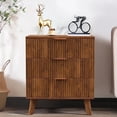 thumbnail image 1 of YOCWO 3 Drawer Fluted Nightstand, Wood Chest of Drawer for Bedroom, Walnut, 1 of 5