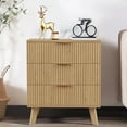 thumbnail image 1 of YOCWO 3 Drawer Fluted Nightstand, Wood Fluted Bedside Table for Bedroom, Beige, 1 of 5