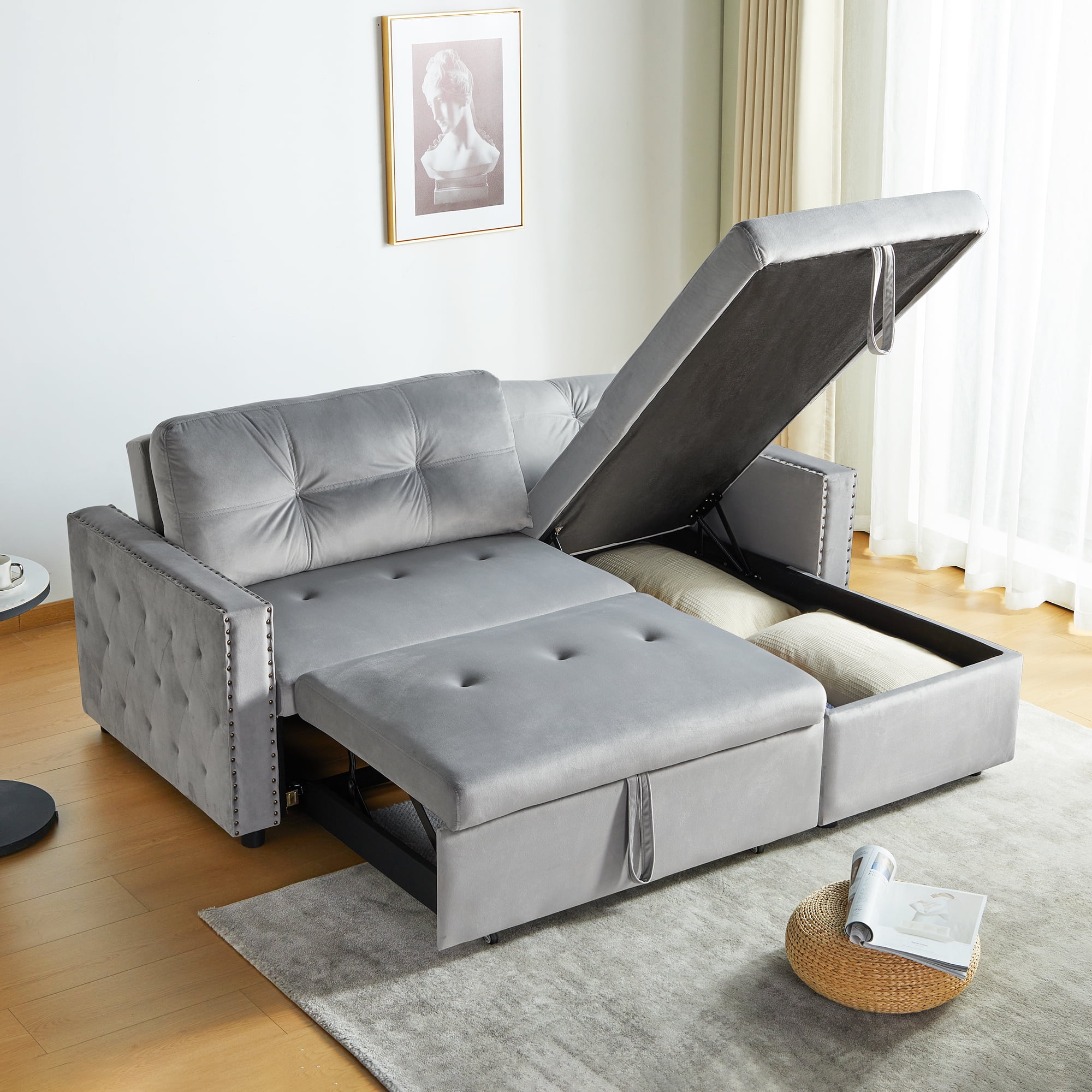 Giratree 3in1 Sofa Bed King Size, L Shaped Couch with Storage, Double