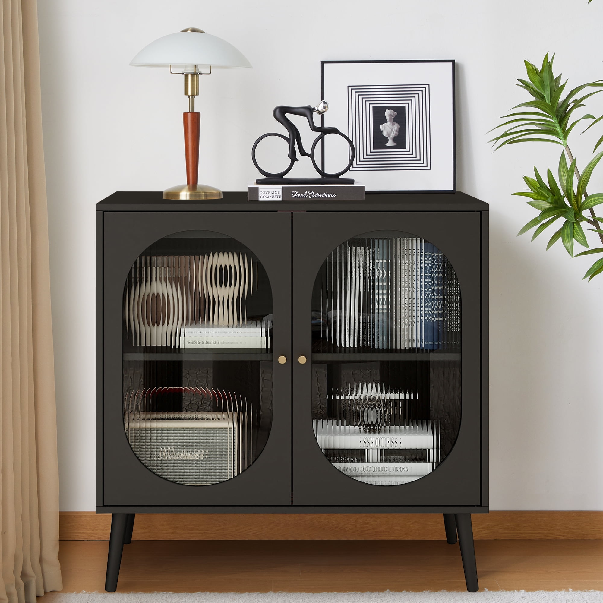 Giratree Black Sideboard and Buffets, Modern Storage Cabinets with 2 ...