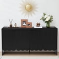 thumbnail image 1 of YOCWO Black Sideboards and Buffets, Wave Panel Buffet Storage Cabinet with 4 Doors and Adjustable Shelf for Kitchen Living Room Entryway, 1 of 8