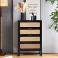 thumbnail image 1 of YOCWO Farmhouse 4 Drawer Rattan Dresser, Black, 24" Wide, 1 of 6