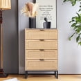 thumbnail image 1 of YOCWO Farmhouse 4 Drawer Rattan Dresser, Natural, 24" Wide, 1 of 6