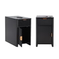 thumbnail image 1 of YOCWO Fluted Narrow Nightstand Set of 2 with Charging Station for Bedroom, Wood End Table with Drawer and Door for Living Room, Black, 1 of 8