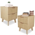 thumbnail image 1 of YOCWO Fluted Nightstand for Bedroom Set of 2 , Wood Bedside Table Set of 2 with Drawers, Beige, 1 of 5