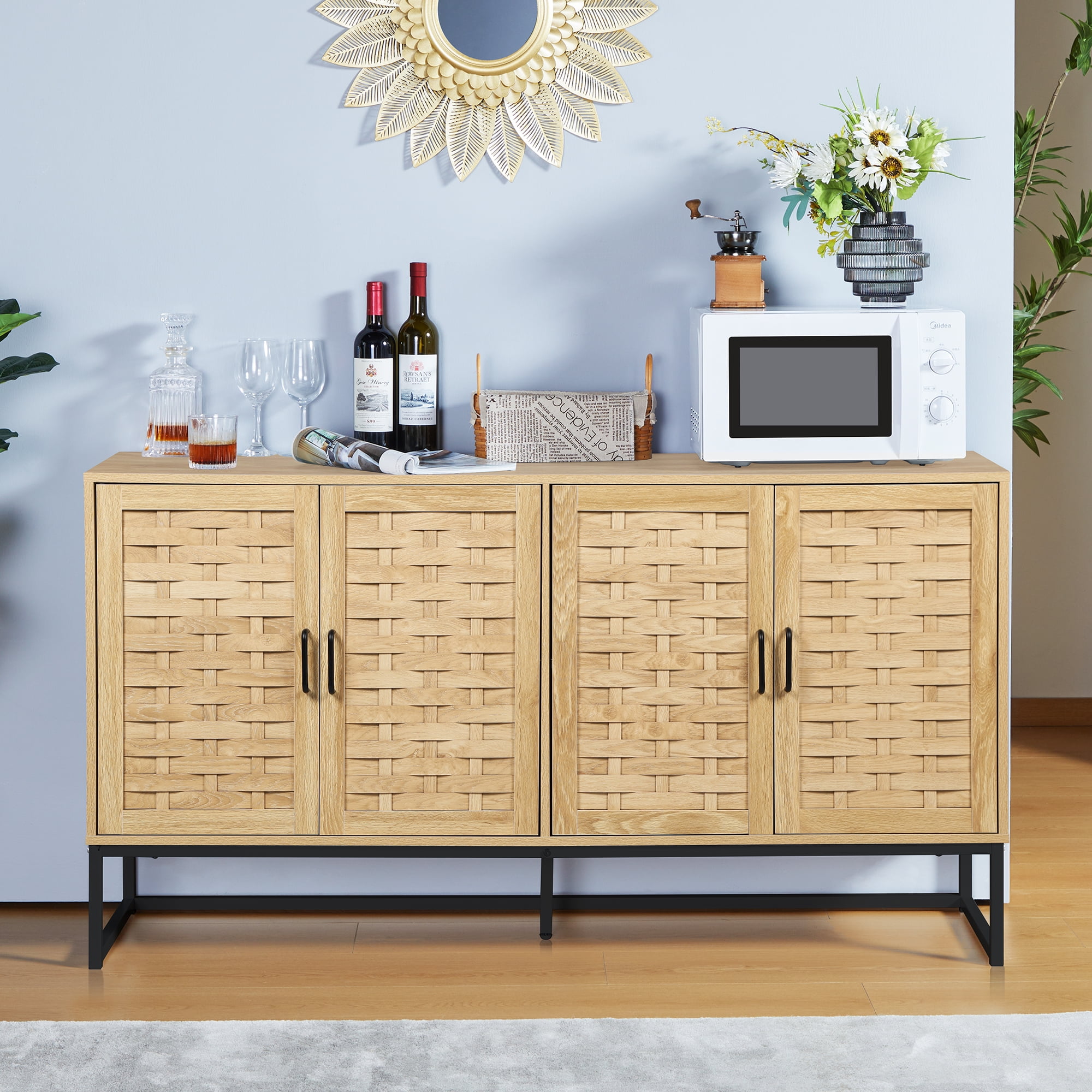 Giratree Kitchen Sideboards and Buffets, 60" Wide Storage Accent