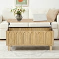 thumbnail image 1 of YOCWO Lift Top Coffee Table with Hidden Compartment & Storage Shelve, Arched Fluted Coffee Table for Living Room, Oak, 1 of 7