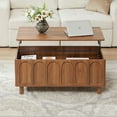 thumbnail image 1 of YOCWO Lift Top Coffee Table with Hidden Compartment & Storage Shelve, Arched Fluted Coffee Table for Living Room, Walnut, 1 of 7