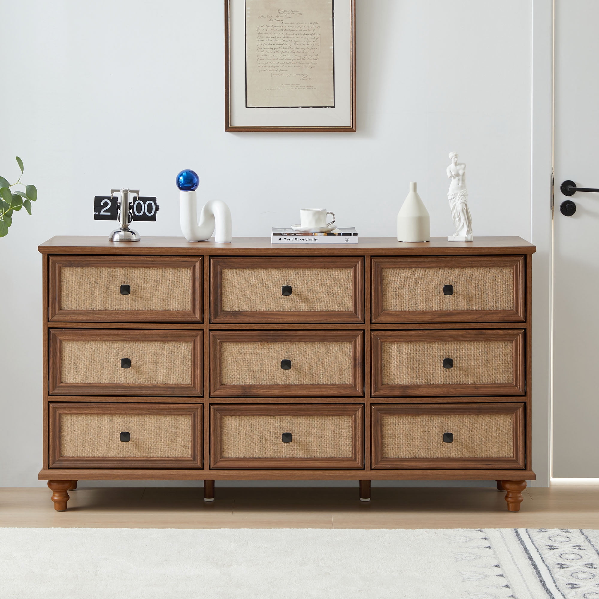 Giratree Mid Century 9 Drawer Dresser, Chest of Drawer for Bedroom ...