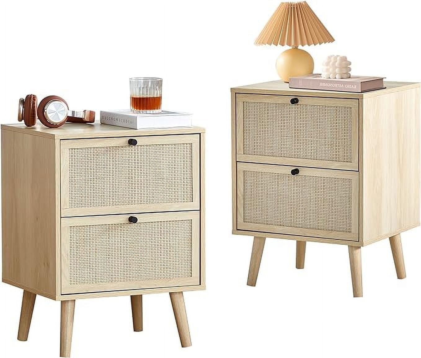 Giratree Nightstand Set of 2 with 2 Drawer for Bedroom, Bedside Table, Natural, 15.75"W* 13.78"D*21.65"H
