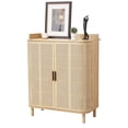 thumbnail image 1 of YOCWO Rattan Shoe Storage Cabinet with Doors, Shoe Closet with Iron Rattan Curved Surface, Beige, 1 of 8