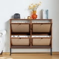 thumbnail image 1 of YOCWO Shoe Cabinet with 4 Flip Drawers, Narrow Shoe Storage Cabinet for Entryway, Walnut, 1 of 8