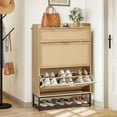 thumbnail image 1 of Giratree Shoe Storage Cabinet with 2 Flip Doors and 1 Drawer for Entryway, Natural, 31.5" * 9.25" * 46.85", 1 of 10
