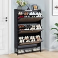 thumbnail image 1 of YOCWO Shoe Storage Cabinet with Flip Drawers for Entryway, Shoe Rack Organizer with Open Shelf, Black, 1 of 10