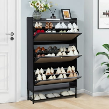 YOCWO Shoe Storage Cabinet with Flip Drawers for Entryway, 28 Pairs Shoe Rack Organizer with Open Shelf