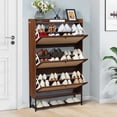 thumbnail image 1 of YOCWO Shoe Storage Cabinet with Flip Drawers for Entryway, Shoe Rack Organizer with Open Shelf, Walnut, 1 of 10