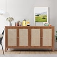 thumbnail image 1 of YOCWO Walnut Rattan Cabinets with Doors, Sideboard Buffet Cabinet for Living Room Entryway Kitchen, 1 of 6