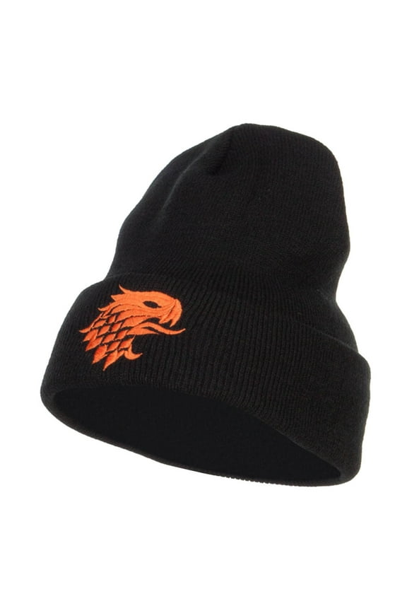 Girffin Emblem Embroidered Long Beanie - Black OSFM