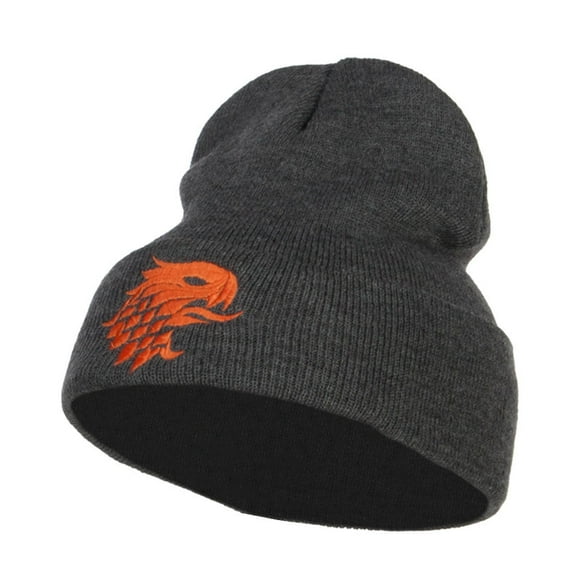 Girffin Emblem Embroidered Long Beanie - Dk Grey OSFM