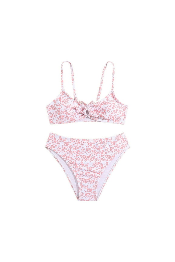 Girl 2 Piece Swimsuit Sport Floral Prints High Waist Bikini Set Swimwear Bathing Suit