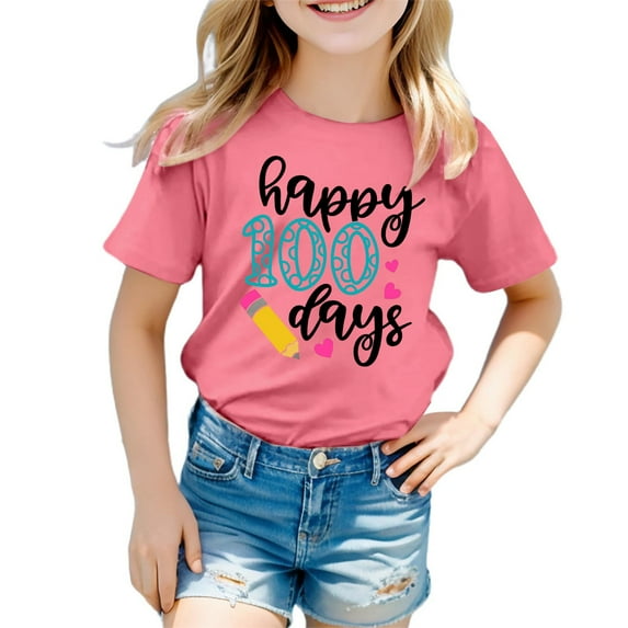 Girl 6t Shirts Back To School Shirts for Girls Letter Print Comfy Short Sleeve T Shirts Round Neck Sports T-Shirt T Shirt for Boys and Girls Watermelon Red,12-13 Years