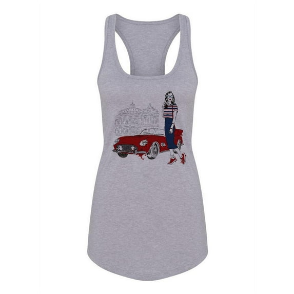 Girl And A Car Racerback Tank Women -Image by Shutterstock, Female Medium