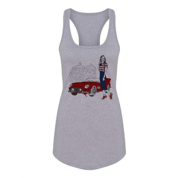 Girl And A Car Racerback Tank Women -Image by Shutterstock, Female Medium