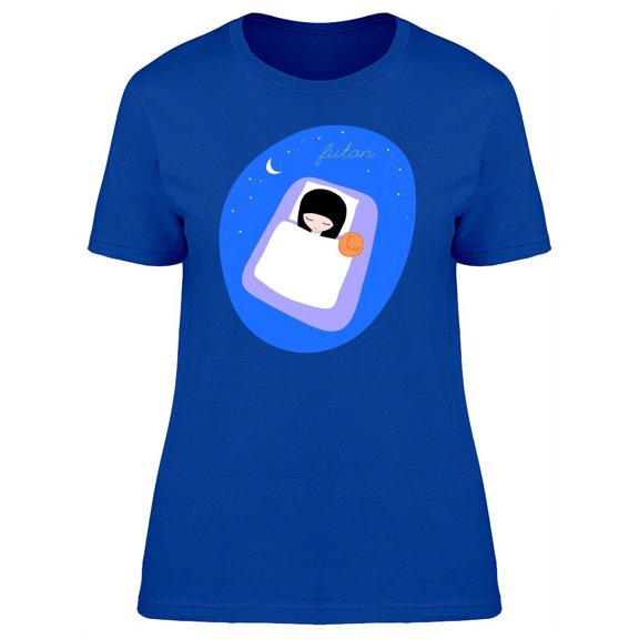 Girl And Cat Sleeping On Futon T-Shirt Women -Image by Shutterstock, Female Medium