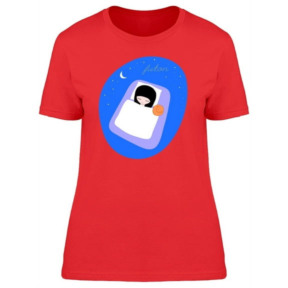 Girl And Cat Sleeping On Futon T-Shirt Women -Image by Shutterstock, Female Medium