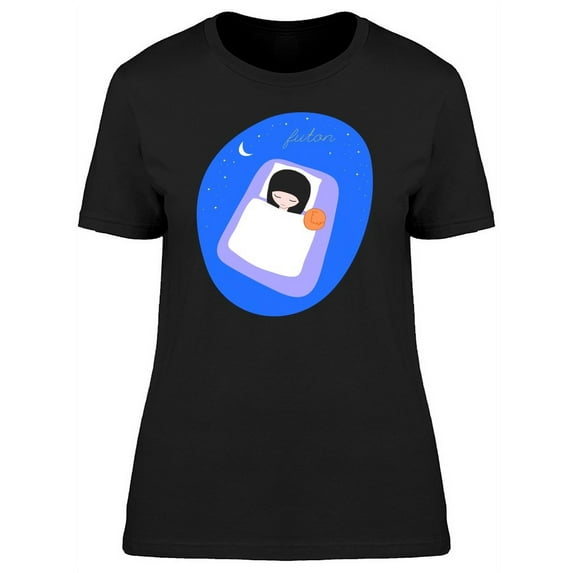 Girl And Cat Sleeping On Futon T-Shirt Women -Image by Shutterstock, Female Small