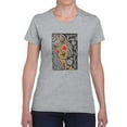 thumbnail image 1 of Girl And Flowers Linocut Art T-Shirt Women -Image by Shutterstock, Female 4X-Large, 1 of 4