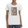 thumbnail image 1 of Girl And Flowers Linocut Art T-Shirt Women -Image by Shutterstock, Female x-Large, 1 of 4