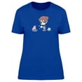 thumbnail image 1 of Girl And Piglet Pet Cartoon T-Shirt Women -Image by Shutterstock, Female Large, 1 of 2