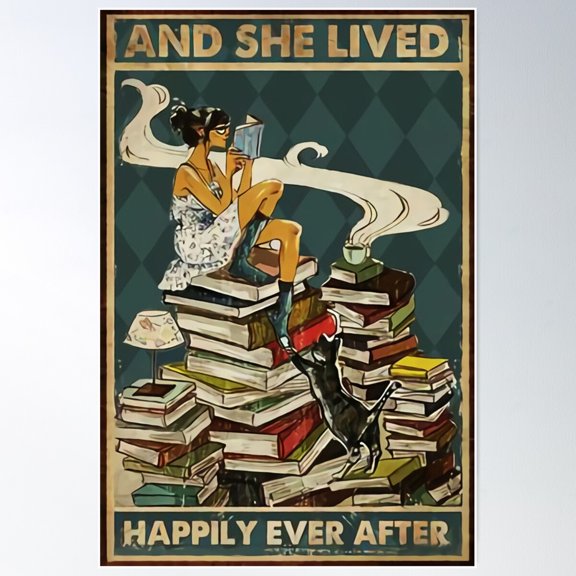 Girl And She Lived Happily Ever After Poster Wall Art, Modern Wall Decor For Living Room Bedroom, 12x18 UNFRAMED